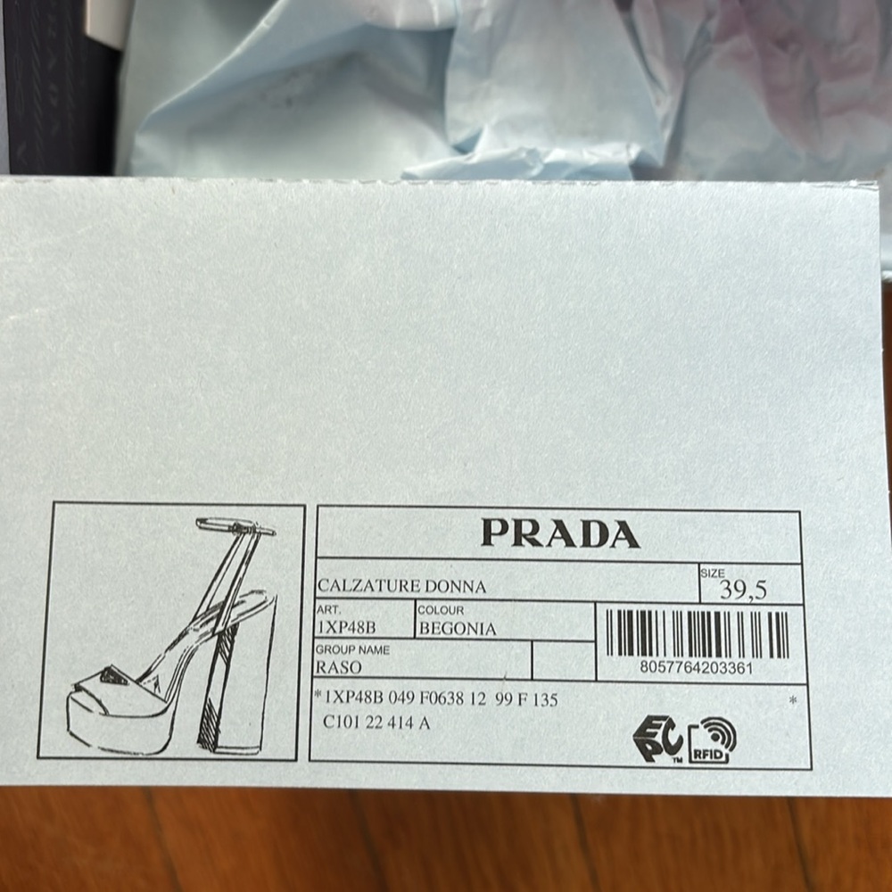 Prada Pink Platform Heels Logo Satin Sandals Open Toe 39.5 - Picture 3 of 6